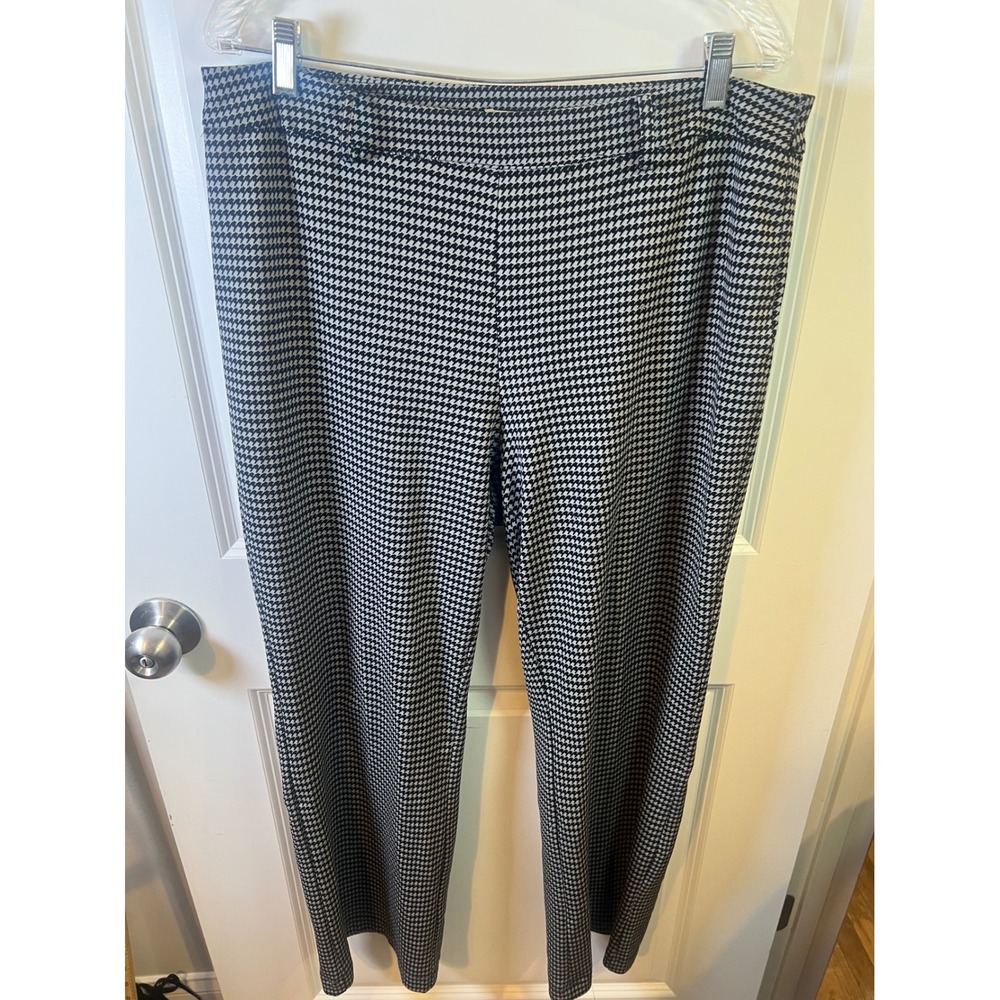 Hope & Harlow Womens Dress Pants Houndstooth Pattern Black White Size L